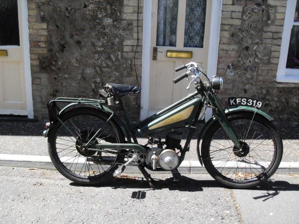 A very tidy example of a 1950 New Hudson Autocycle.