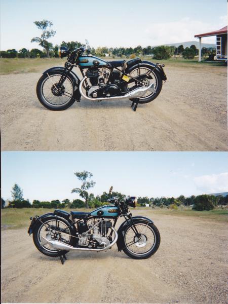 Both sides of a magnificent example of a 1929 500cc ohv Plus Power Model 88E in Australia.