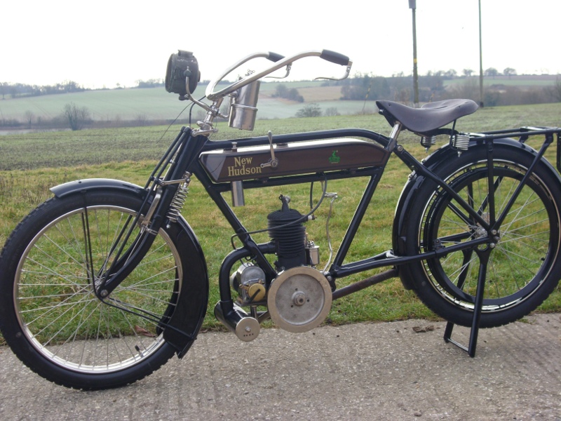 An early 1914 prototype 211cc two stroke using petrol mixture. It has an oil cup measure under the tank.